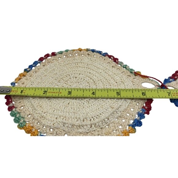 2 Crochet Rainbow Edge Doily Table Place Mat Trivet Coaster Hot Pad Pot Holder - Picture 11 of 11